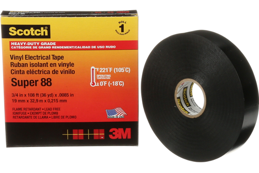 [20299448] 3M Scotch Super 88 Vinyl Electrical Tape, 3/4 in x 108ft, Black, 1 Roll