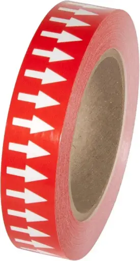 [20413028] Arrow Marking Tape – White Arrows on Red Polyethylene Tape (108 ft Roll)